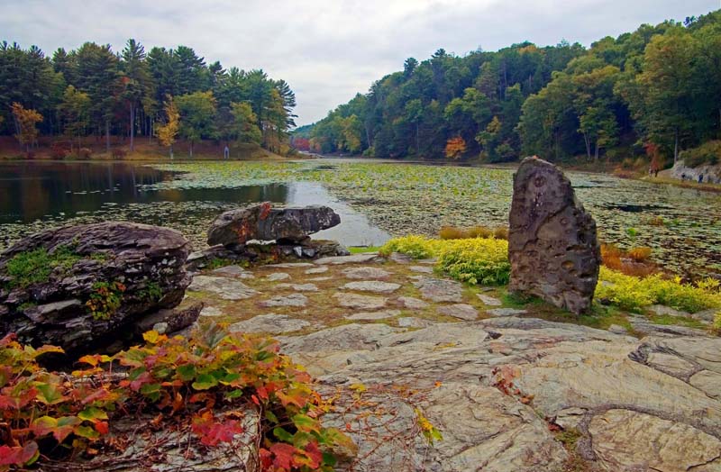 imgp5606.jpg - The Point, Innisfree Garden, Millbrook, NY - A walk through the gentle path through the manicured flower gardens, a bench, a place to rest to enjoy the view.